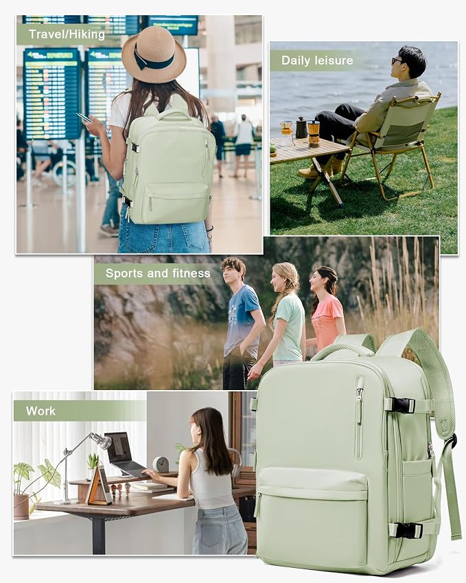 Travel Backpack Women,Carry On Backpack Flight Approved 18x14x8 inches Bag Spirit Airlines Personal ltem,College Sports Hiking Rucksack Waterproof Outdoor Casual Daypack Laptop Blackpack,MintGreen