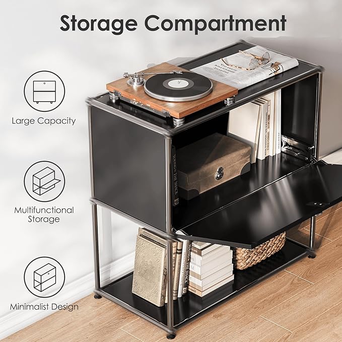 Modern Storage Cabinet Black D Versatile Free-Standing Organizer for Living Room, Bedroom, and Home Office Décor
