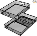 Desk Drawer Organizer, Office Drawer Divider Organizer Tray 3 Pack, Metal Mesh Desktop Organization and Accessories for Stationery Makeup Kitchen Toolroom Office