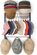 Hat Rack, Metal 3-Tier Wall Organizer Holds Up to 45 Caps with 10 Clips | 3-tier wall rack stores 45 baseball caps. 10 removable clips organize hats, scarves, sunglasses and small accessories