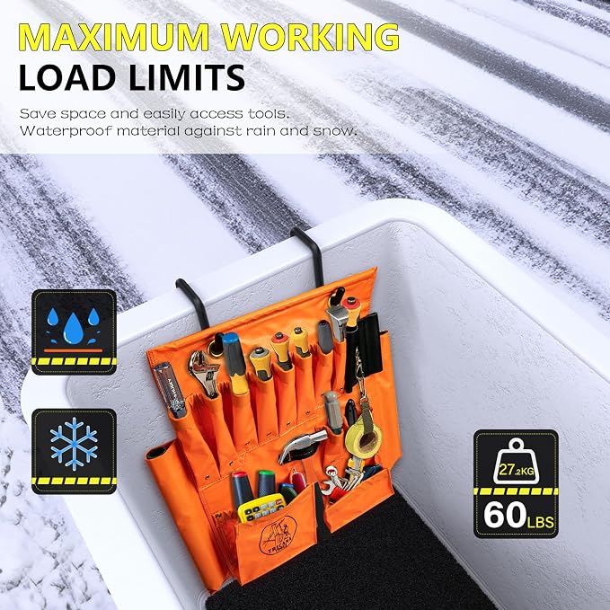 Lineman Tool Board, Aerial Apron, Bucket Truck Tools Organizer with Over 16 Pockets, Tool Organizer for Bucket Trucks and Lineman, Includes Two 2” Bucket Hooks