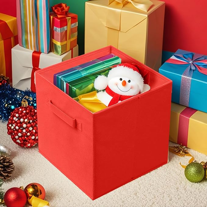 ShellKingdom Storage Bins, Foldable Fabric Storage Cubes and Cloth Storage Organizer Drawer for Closet and Toys Storage, 6 Pack (Red)