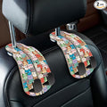 Blusabaca 2PCS Car Seat Headrest Hooks, Purses Bags Holder, Cute Cats | PU Leather, Double Metal Back Storage Hangers for Grocery Bags Handbags Bottles Coats Phones, Car Accessories Organization