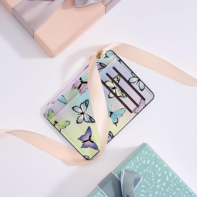 Tipmile Womens Credit Card Holder Wallet, Small Slim RFID Blocking Sleeve | Mini Tiny Cute ID Case, Minimalist Zipper Pocket Wallet, Thin Coin Purse, Mothers Gift
