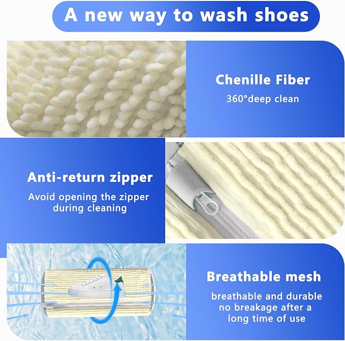 2Pcs Reusable Shoe Washing Machine Bag for Washer and Dryer:Free Up Hands, Prevent Deformation,shoe bag with Zipper Protection Design, Use for all Shoes,Sports Shoes