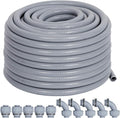 Liquid-Tight Conduit 3/4 50ft w/UL Certification | Flexible Electrical Conduit with 5 Straight and 5 90-Degree Conduit Connector Fittings