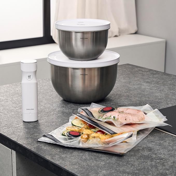 ZWILLING Fresh & Save BOWLS 9-pc Stainless Steel Vacuum Bowl Starter Set, Airtight Food Storage Containers for Meal Prep and Leftovers, Durable, BPA-Free, Stackable