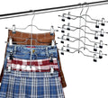 Szxc 2 Pack 4 Tier Skirt Pants Hangers Adjustable Clips Closet Organizer | Chrome frame with black vinyl, non-slip, durable clip hangers for pants & skirts,Space Saving Closet Organizer