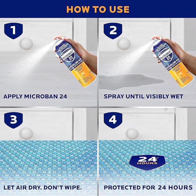 MICROBAN Disinfectant Spray, 24 Hour Sanitizing and Antibacterial Sanitizing Spray, Citrus Scent, 2 Count (15oz Each) (Packaging May Vary)