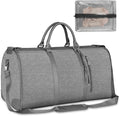 Ytonet Garment Duffle Bags for Travel, Convertible Carry on Garment Bag with Shoe Pouch, Water Resistant Duffle Bag for Women with Shoulder Strap, 2 in 1 Hanging Suitcase Suit Travel Bags, Grey
