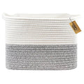 COMFY-HOMI Square Woven Cotton Rope Basket for Organizing, Gift Baskets for Handles, Empty Gift Baskets, Toy Basket for bins|13.5" x 11" x 9.5" home decor for Living Room, Bathroom