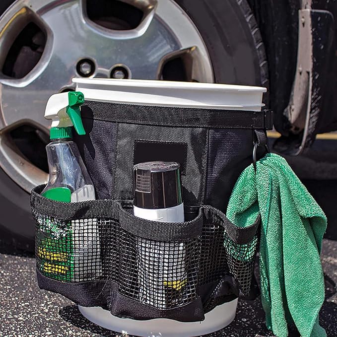 Multi Purpose Car Bucket Wash Tool Organizer Container, Fishing Storage Bag for 5 Gallon Bucket Hiking Camping Cooking Cleaning Garden Fishing Tools Supplier Bag Only