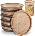 6-Pack Regular Mouth Wooden Mason Jar Lids for Ball/Mason/Kerr Jars, Natural Acacia Wood, Food-Grade Material, 100% Fit & Airtight for Regular Mouth Jars (6PCS-Regular)