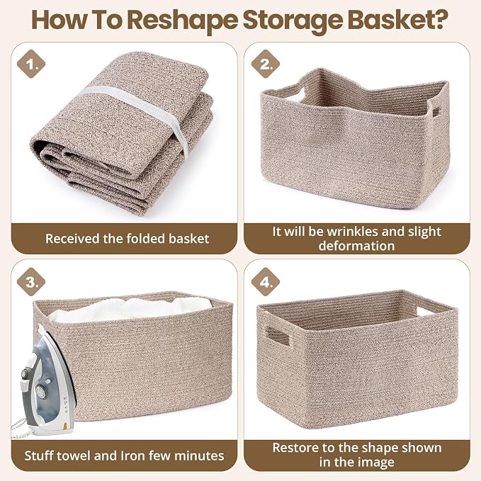 Optish 95L Large Blanket Basket, Woven Rope Storage Basket with Handles for Organizing Clothes and Toys for Bedroom, Bathroom, Nursery, Decorative Storage Bin, 24” x 17” x 13.5”, Brown