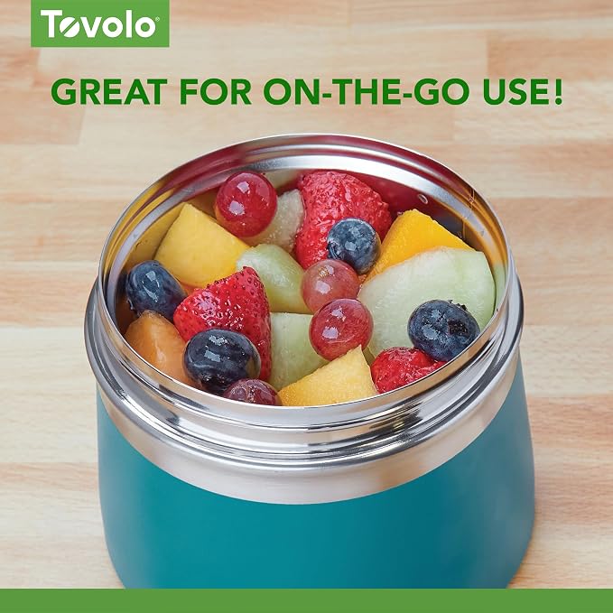 Tovolo Insulated Food Container for Hot and Cold Food 1 Quart Stainless Steel Thermos with Spill Proof Lid, Double Wall Vacuum Insulated Travel Jar, Dishwasher Safe, Marine Blue