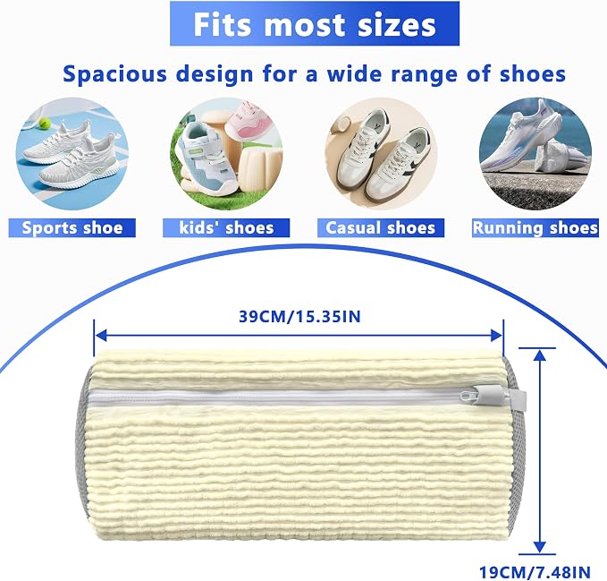 2Pcs Reusable Shoe Washing Machine Bag for Washer and Dryer:Free Up Hands, Prevent Deformation,shoe bag with Zipper Protection Design, Use for all Shoes,Sports Shoes
