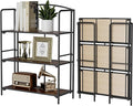 Crofy 3-Tier Wider Foldable Bookshelf, Black Frame & Walnut Shelves | No-Assembly Collapsible Portable Storage Organizer; Sturdy Walnut Finish Shelves; Ideal for Living Room & Home Office