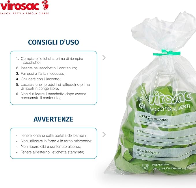 Virosac Food Storage and Freezing Bags - 45 Pieces