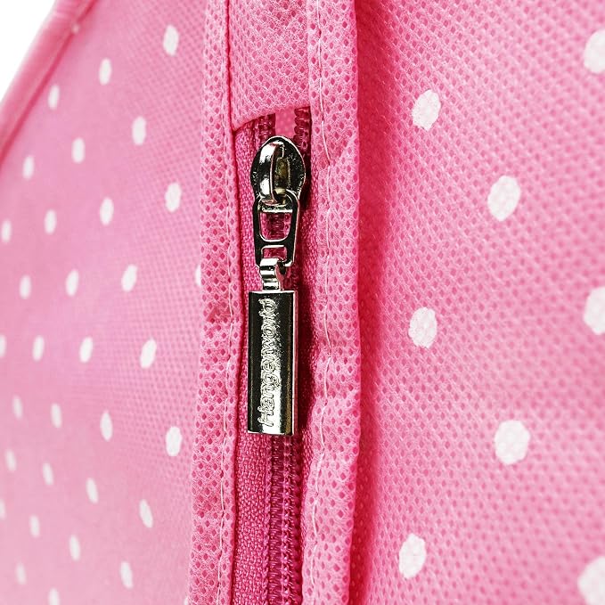 HANGERWORLD Pink Polka Dot Suit and Dress Garment Bags for Storage - 45inch x 22inch - Breathable Clothes Covers Protecting Dusts Closet Storage