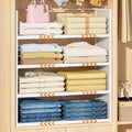 Expandable Closet Organizers and Storage, 2 Pack Stackable Closet Shelves, Metal Clothes Sweater Shelf Organizer for Closet, Multifunctional Storage Basket for Office Bathroom Bedroom Dressing, White