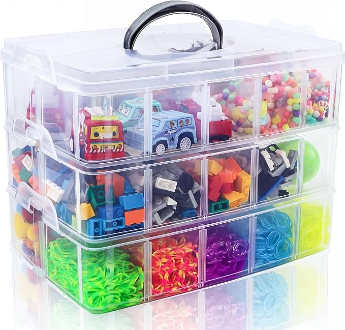 Bead Organizer 3 Tier 30 grid Stackable Craft Tackle Storage Container