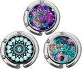 Bosketo Foldable Purse Hook Womens Bag Table Hanger Collection Desk Hooks for Purse (3pack Mandala-Hook)