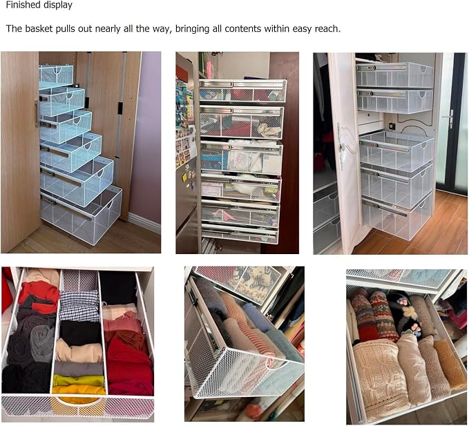 Pull Out Closet Drawer for Clothes | Sliding Wire Basket for Wardrobe Cabinets | Roll Out Storage Organizer | Side Mounting | for Home, Kitchen,Pantry