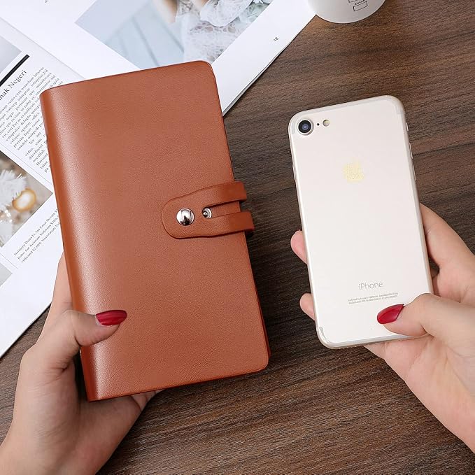 RFID Credit Card Holder, Leather Business Card Organizer with 96 Card Slots, Credit Card Case for Managing Your Different Cards and Important Documents to Prevent Loss or Damage (Bright Orange)