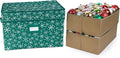 Covermates Keepsakes Adjustable Ornament Storage Box – Heavy-Duty Polyester, Padded Dividers & FlexGrid Trays – Protective Holiday Organizer with Stackable Walls & Label Window, Green Snowflake