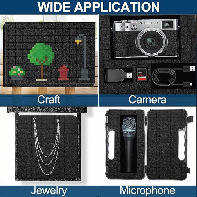 MYFAMIREA 8 Pcs Pick and Pluck Foam Sheets 2 Size Polyurethane Apart Foam Inserts Pads with Bottom Use for Camera, Interlocking Case, Tool Box, Storage Drawer(4P 16" x 12" x 0.8", 4P 16" x 12" x 0.4")
