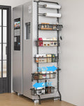 UMDONX 7-Tier Over The Door Storage Rack with Pull-Out Baskets and Sliding Shelves, Suitable for Kitchen, Bathroom, and Laundry Room, Black
