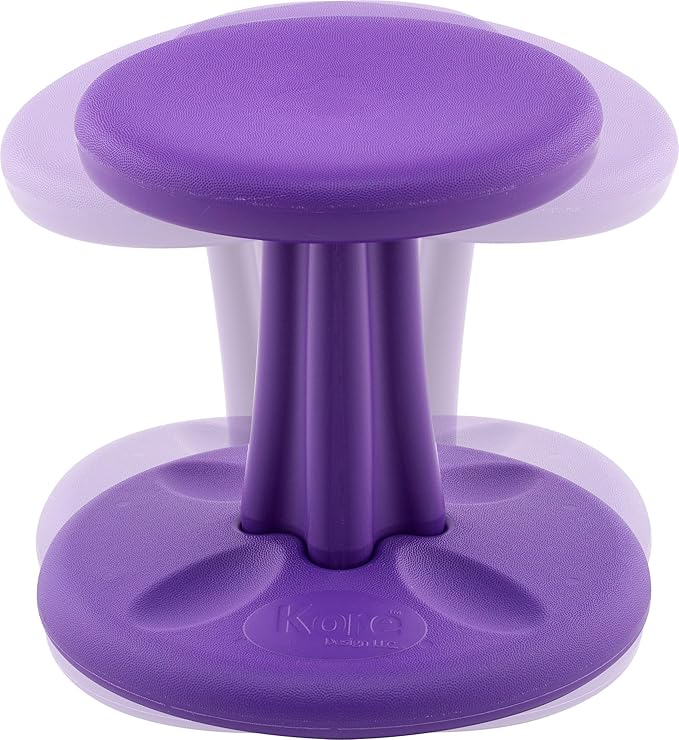KORE Design Wobble Stool Chair, Girls + Boys Kid Desk Stools, Ergonomic Small Office Chairs, Flexible Seating for Active Kids, ADD/ADHD, Classroom, School, Home, Preschool (12in), Age 4-5 yrs, Purple