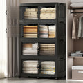 SAILUN 190Gal/760Qt Stackable Storage Bins Folding Collapsible Storage Bins with Lid, Closet Organizers and Storage Box with Door Black 33.5" W x 19" D x 69" H