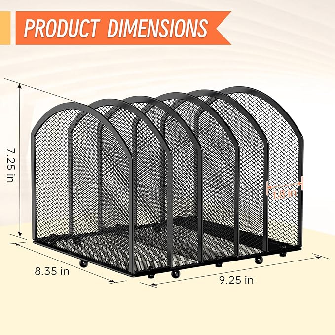 MINDEPOT Desk File Organizer 5 Sections Desktop Organizer File Mail Sorter Office Organization File Folder Holder for Office School & Classroom (Black, 5 Section - 2Pack)