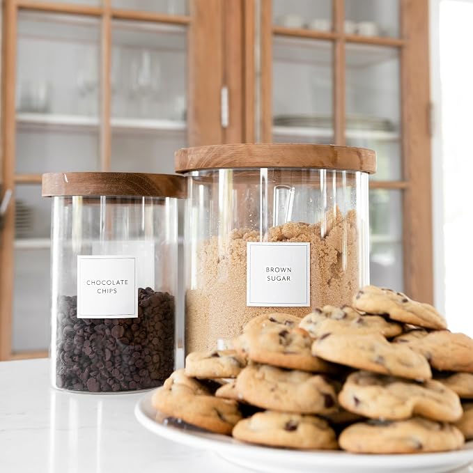 Pantry Labels for Food Containers, 156 Preprinted Kitchen Labels for Storage Bins and Glass Jars, Waterproof Removable Organizing Stickers for Food and Pantry Essentials