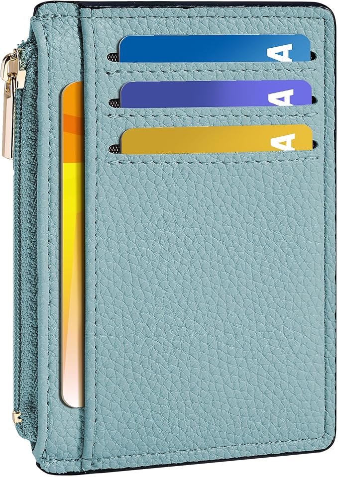 Tipmile Womens Credit Card Holder Wallet, Small Slim RFID Blocking Sleeve | Mini Tiny Cute ID Case, Minimalist Zipper Pocket Wallet, Thin Coin Purse, Mothers Gift