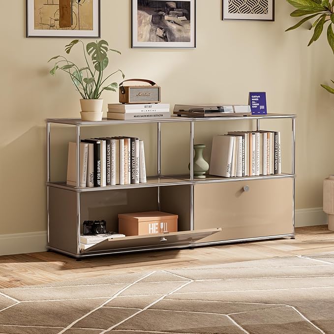 Modern Storage Cabinet Brown F Versatile Free-Standing Organizer for Home Office Décor, Green (Brown, F-15 D x 60" W x 29" H)