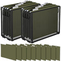2 Pack Hanging File Holder, 10 Hanging Folders, Metal Mesh, Letter Size Folder Storage, Desktop Storage Cabinets, Office School Document(Green,Small)