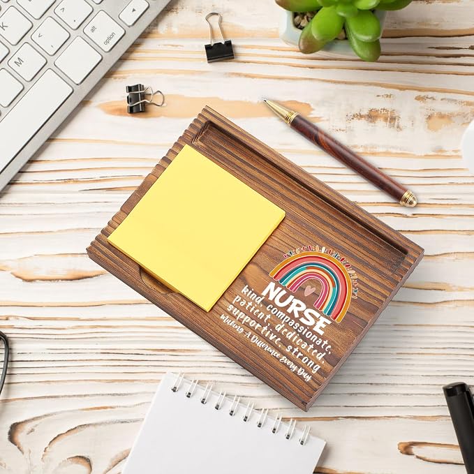 Nurse Gift Sticky Note Holder Appreciation Thank You Gift Wooden Desk Accessory Nurse Appreciation Week Team TZP172