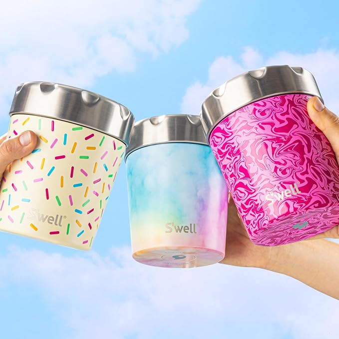 S'well Stainless Steel Ice Cream Chiller, 16oz, Candy Cloud, Triple Layered Vacuum Insulated Container Keeps Ice Cream Frozen For Up To Four Hours, BPA Free