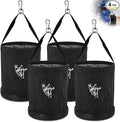 4 Pack 15" x 12" Canvas Tool Bucket Bag, Heavy Duty 150 Lbs Load Capacity, Truck Tool Organizer with Plastic Bottom Metal Hook for Linemen Electricians & Construction Workers (Black)