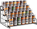 Spice Rack Organizer for Cabinet, 4 Tiered Spice Rack Organizer, Tiered Adjustable Spice Shelf for Kitchen Countertop Organization, Bright Black