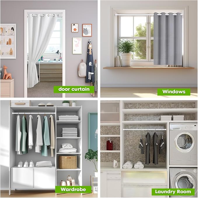 Tension Rods for Windows 28 to 48 Inch Curtain Rods No Drilling White Tension Curtain Rod TSmall Shower Spring Rods Adjustable Curtain Rod Short Shower Tension for Closet, Doorway