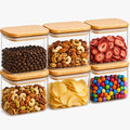 ComSaf Small Glass Containers With Lids 0.7 Qt, Set of 6 Glass Storage Jars | Rectangle Glass Pantry Storage Container, Kitchen Canisters 25oz, Snack Station Organization, Size For Subpackage, BPA Free