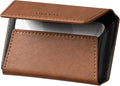 VULKIT Leather Business Card Holder Case for Men Slim Pocket Business Card Wallet Name Card Case Holder, Holds 20 Business Cards Brown