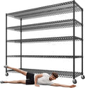 REIBII 3200LBS Storage Shelves Wire Shelving with Wheels,Adjustable Garage Shelving Heavy Duty Steel Metal Shelving Unit Shelf Rack for Warehouses,Garage,Kitchen,School,Commercial,73" H X 60”W X 18" D