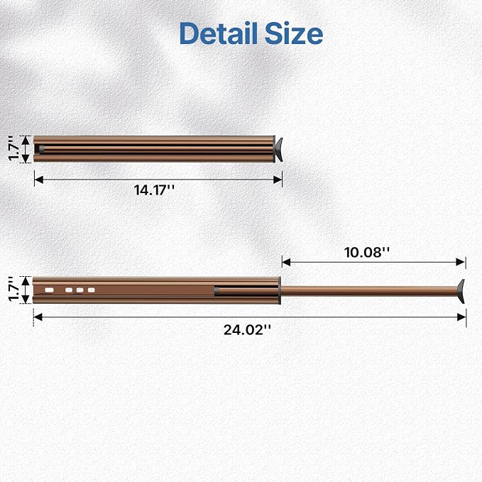Valet Rod 14-Inch，Tenovel Pull-Out Closet Clothes Closet Hanging Rod, Rust-Free Closet Hanging Clothes Hat Rack Rod (Mounting Screws Included)-Rose Gold