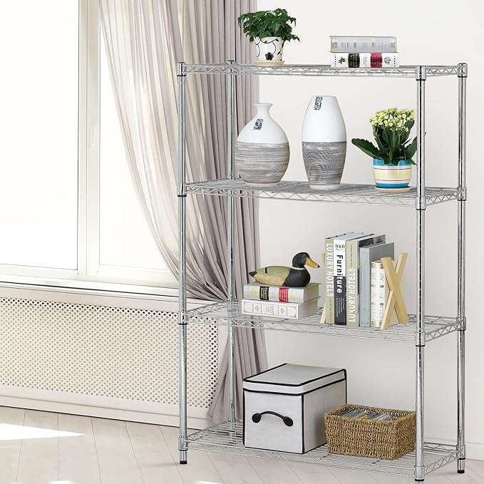 HCY 4-Tier, Shelf Heavy Duty, Shelving Unit NSF Height Adjustable Metal Storage Rack for Laundry Bathroom Kitchen Garage Pantry Organization 1000 LBS Capacity -14''x36''x54'' (Chrome)