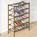 Smiry Bamboo Shoe Rack for Closet, 6 Tier Wooden Shoe Organizer, Stackable Wood Shoe Storage Shelf for Entryway, 14 Vertical Slats, 3+3 Stack Heavy-Duty Legs, 26.77"x11.02"x36.61", Walnut