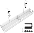 Under Desk Cable Management Tray - Fits up to 1.77" Thick Desks, No-Drill Clamp-on Wire Organizer, Reversible Inward/Outward Install, Heavy Duty Metal Power Strip Holder for Home Office & Gaming Desk